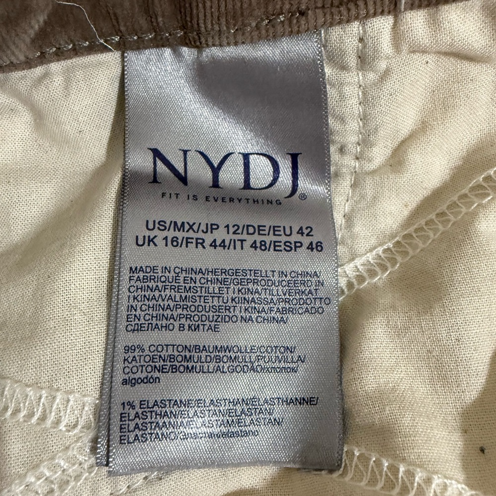 NYDJ Marilyn Corduroy Straight Leg Pants Saddlewood Beige Camel Size 12 - Picture 8 of 8
